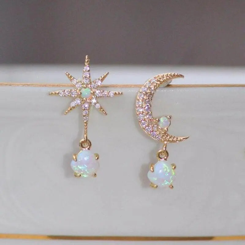 Stella | Moon & Star Opal Earrings