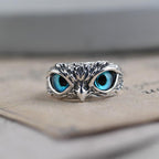 Lucky Owl Adjustable Ring in Silver and Opal
