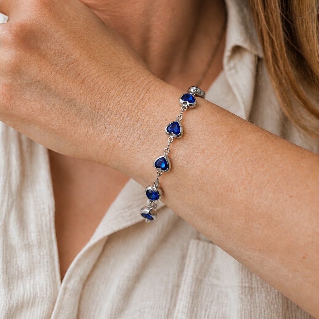 Felicity | Blue Heart Chain Bracelet