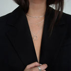 Open Circle Three-Row Necklace | White Gold