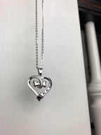 Dog Paws and Heart Necklace in Stainless Steel