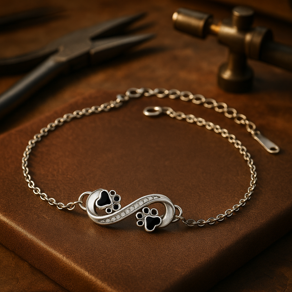 Infinity Symbol Paw Bracelet with Zirconia