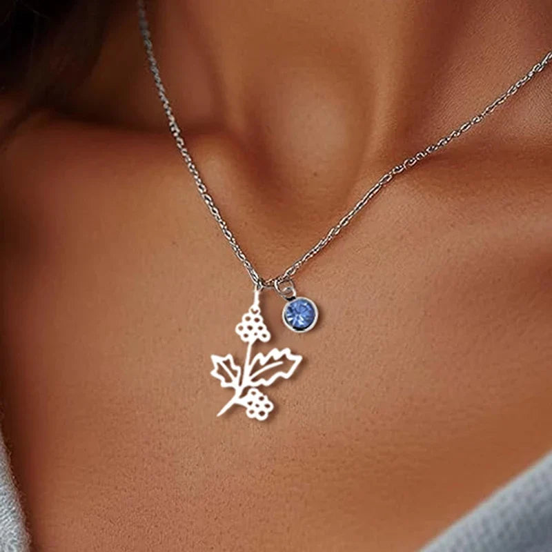 Birth Flower | Birthstone Necklace