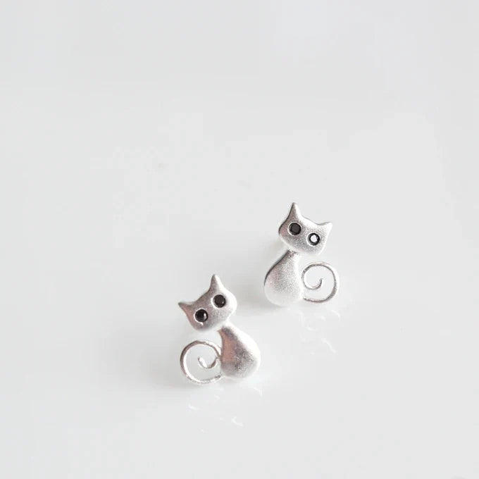 Silver Cat | Stud Earrings