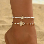 Ocean Dreams Starfish & Turtle Anklet Set