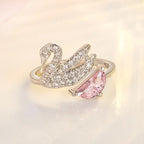 Swan Crystal Ring - Adjustable in Rose Gold