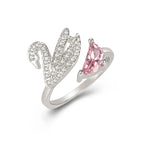 Swan Crystal Ring - Adjustable in Rose Gold