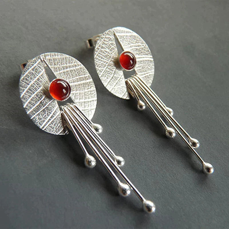 Hanging Red Crystal Earrings (Hollow)