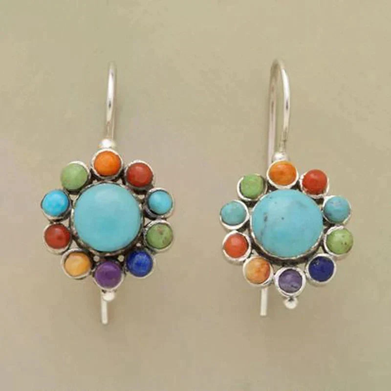 Multicoloured Turquoise Hoop Earrings