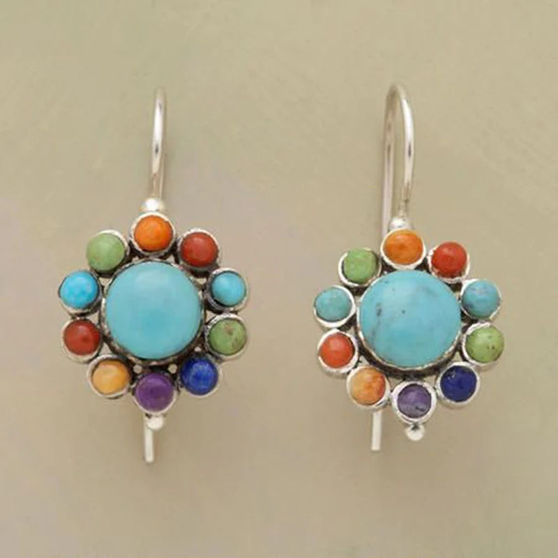 Ada | Chic Multicoloured Turquoise Hoop Earrings