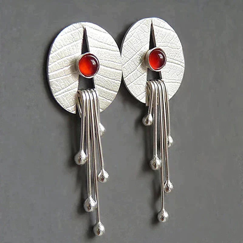 Hanging Red Crystal Earrings (Hollow)