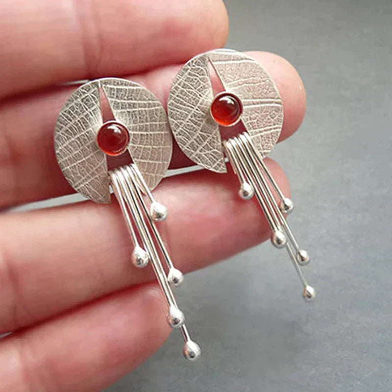 Hanging Red Crystal Earrings (Hollow)