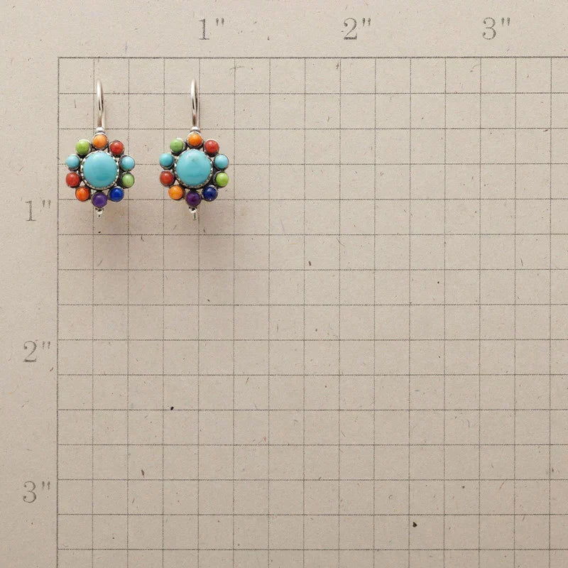 Multicoloured Turquoise Hoop Earrings