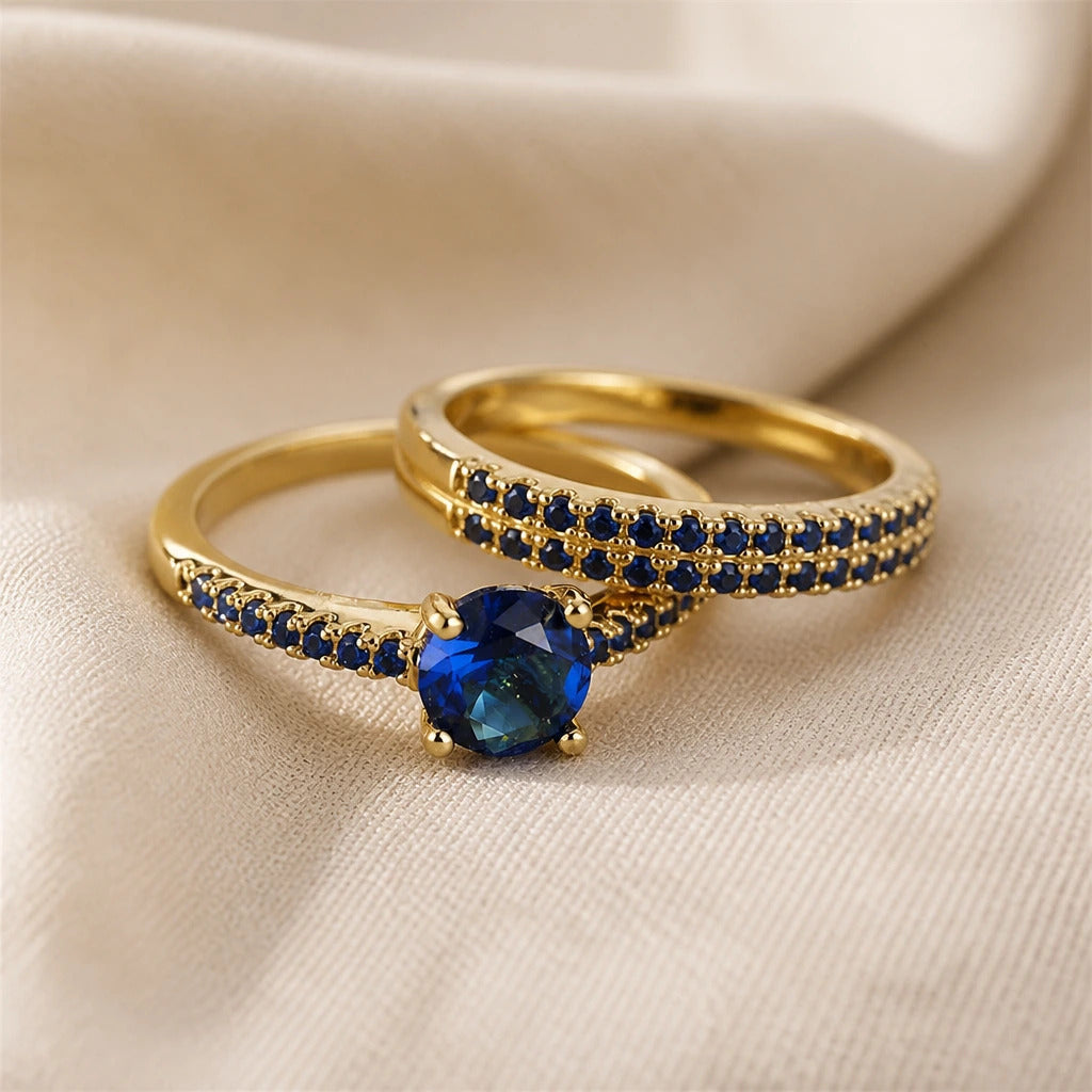 Hazel | Minimalist Blue Ring Set