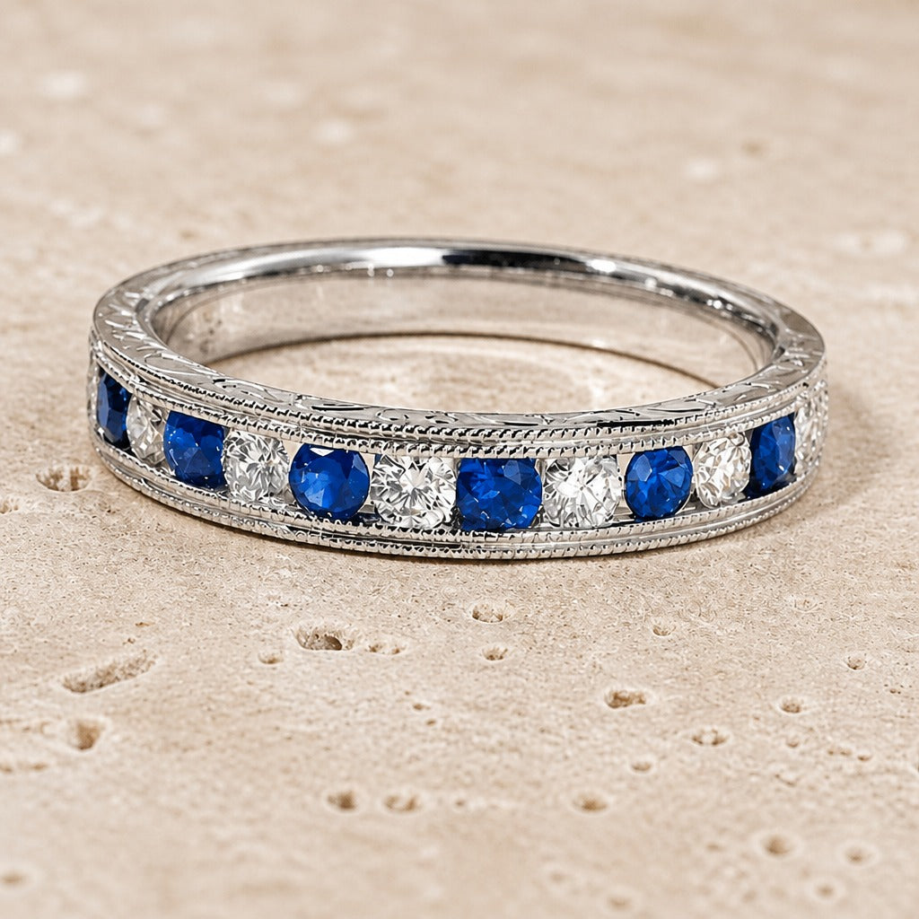 Evelyn | Minimalist Blue Silver Ring