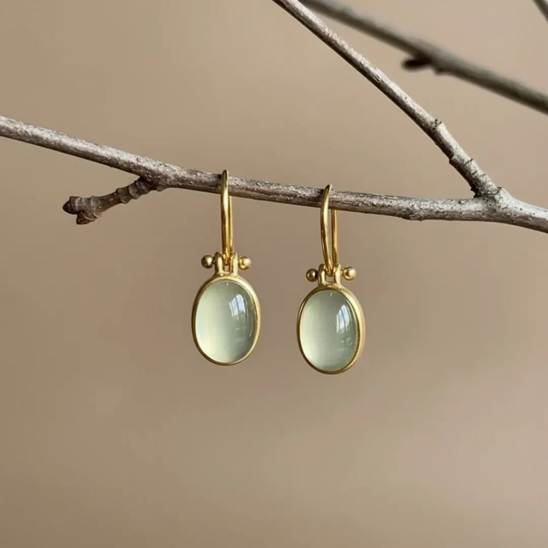 Lieke | Green Moonstone Earrings