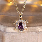 Lilac Crystal Turtle Pendant Necklace