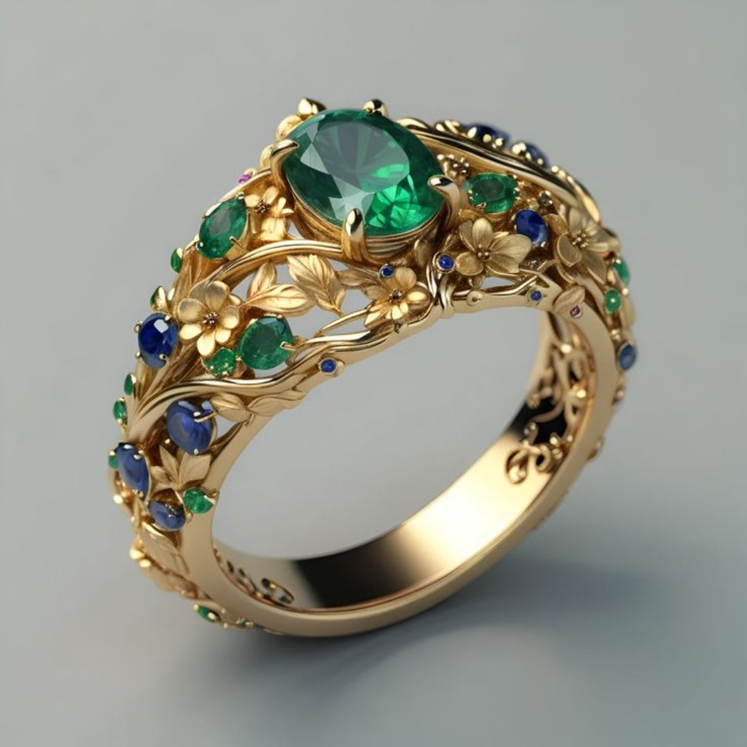 Ismerie | Emerald and Sapphire Ring