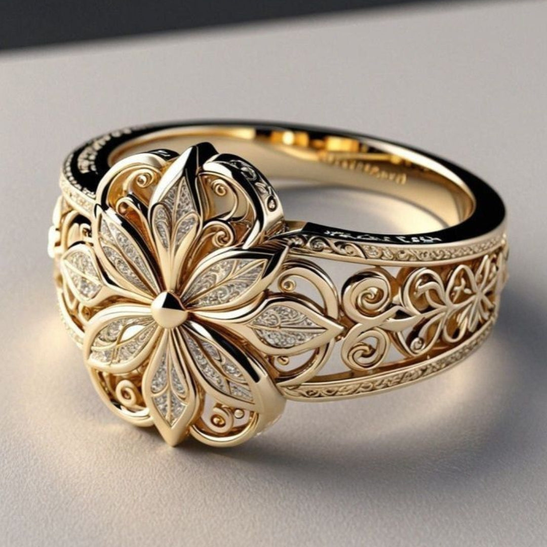 Trixie | Zirconia Blossom Gold Ring