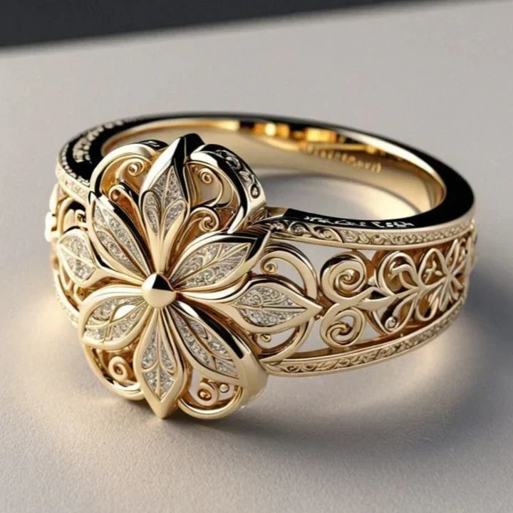 Bloom Zirconia Ring | Golden Sparkle