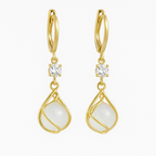 Iseult | Gold White Opal Drop Earrings