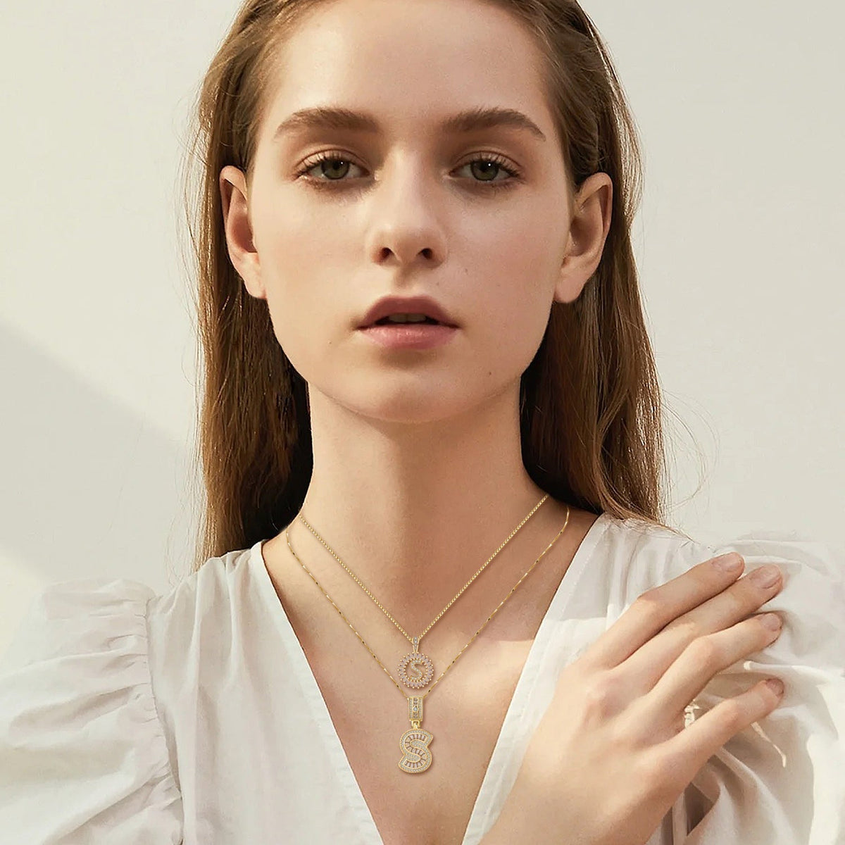 Jonquil | Gold Pavé Initial Necklace Set