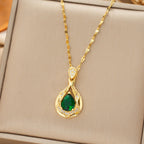 Elowen | Emerald Teardrop Necklace