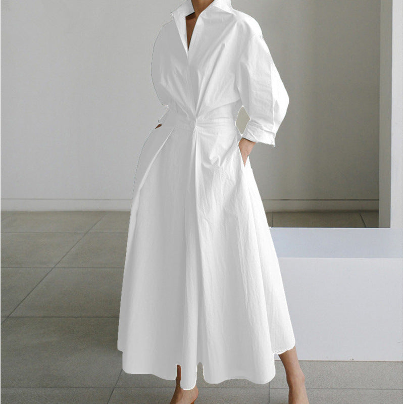 Vienna | Elegant Front Wrap Collared Maxi Dress