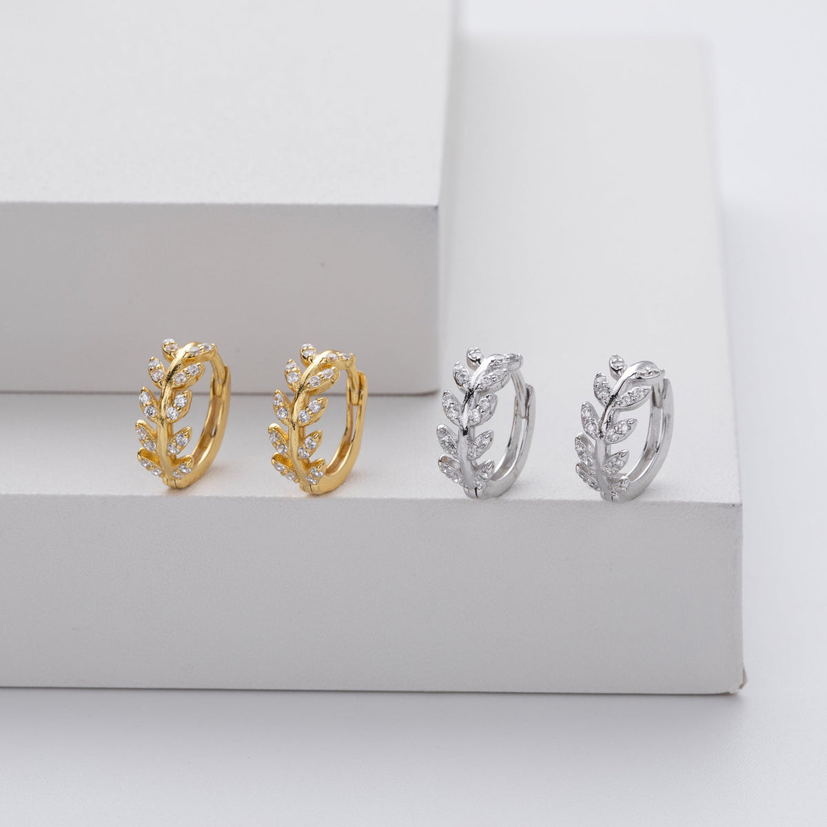 Leaf-Shaped Silver Earrings