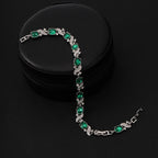 Jasmine | Silver Emerald Vintage Link Bracelet