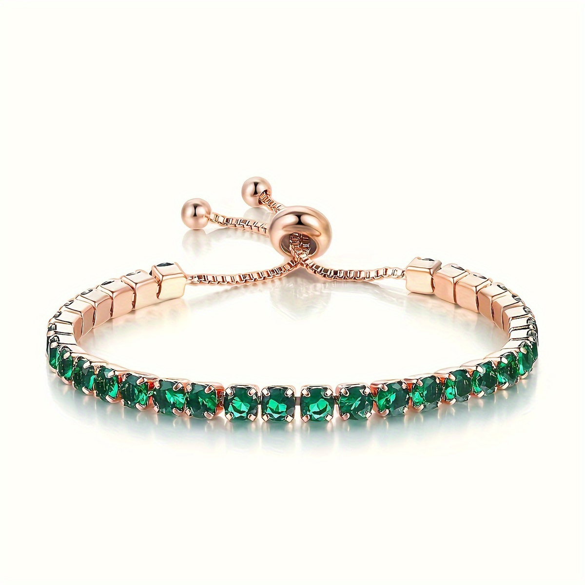 Winnie | Gold Emerald Adjustable Tennis Bracelet