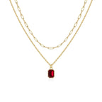 Paperclip Layered Ruby Necklace | Gold