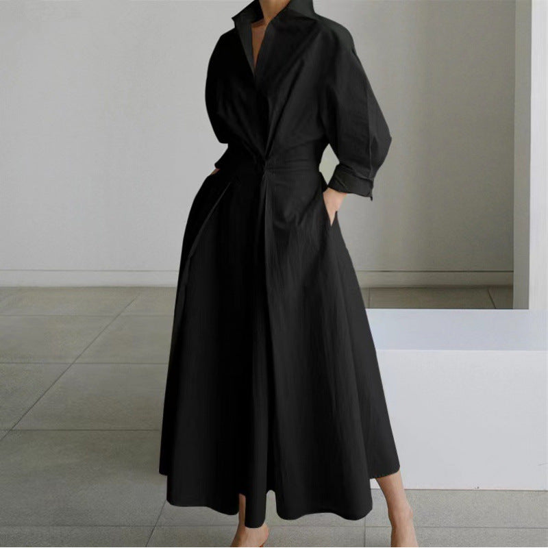 Vienna | Elegant Front Wrap Collared Maxi Dress