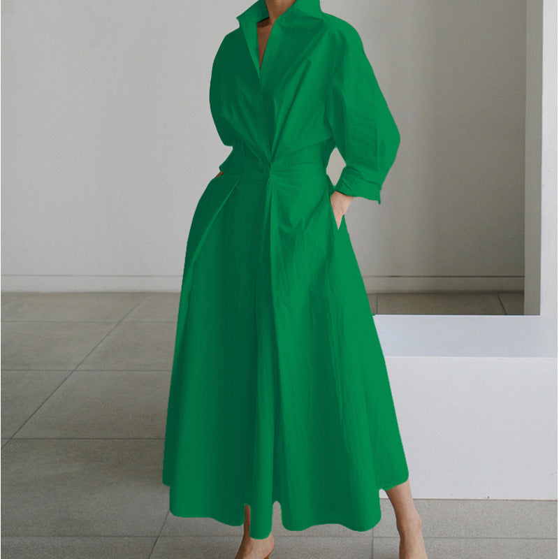 Vienna | Elegant Front Wrap Collared Maxi Dress