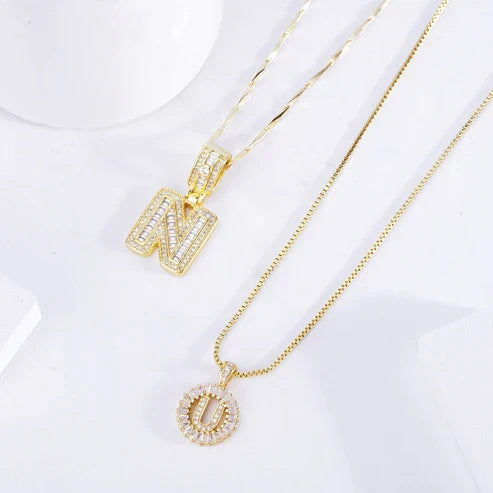 Wren | Pavé Letter Initial Necklace Set