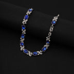 Heidi | Silver Sapphire Floral Link Bracelet