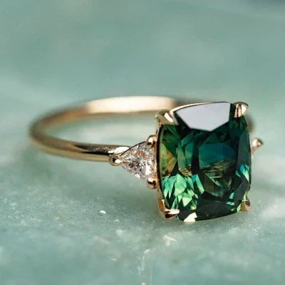 Hazel | Vintage Inspired Green Gemstone Gold Ring