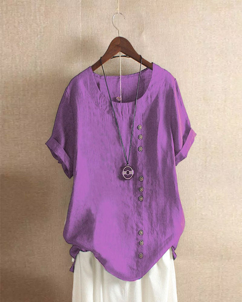 Adeline | Short Sleeve Round Neck Blouse
