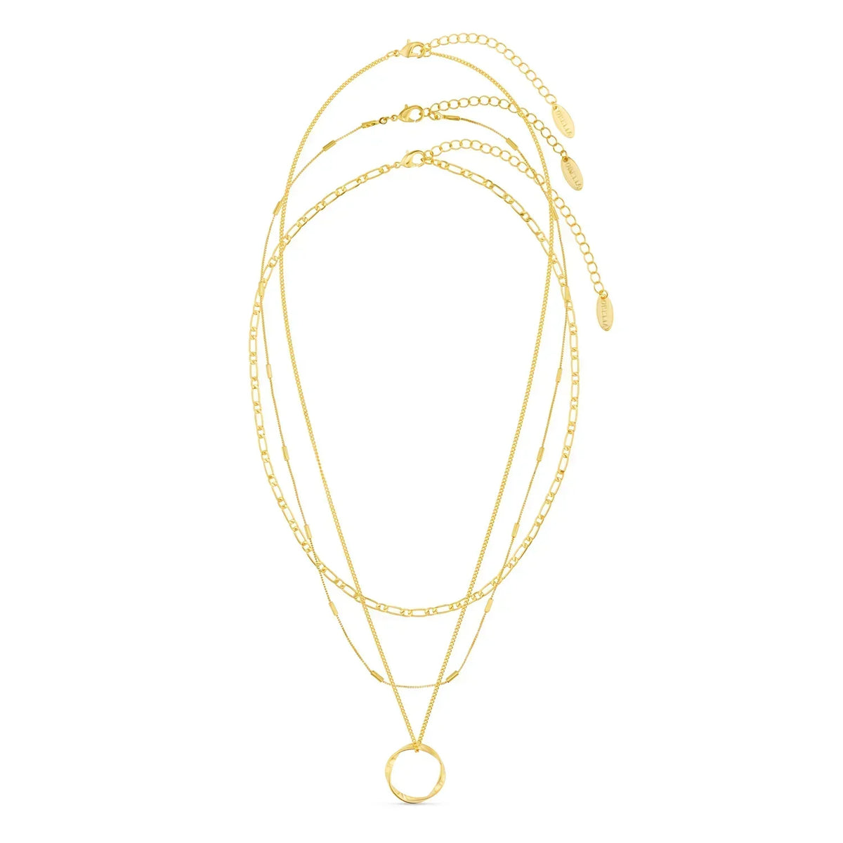 Open Circle Three-Row Necklace | White Gold