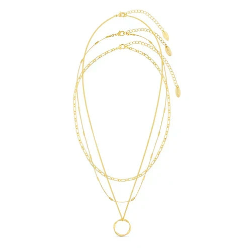 Maya | Open Circle Three Row Necklace