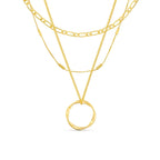 Cordelia | Gold Open Circle Three Row Necklace