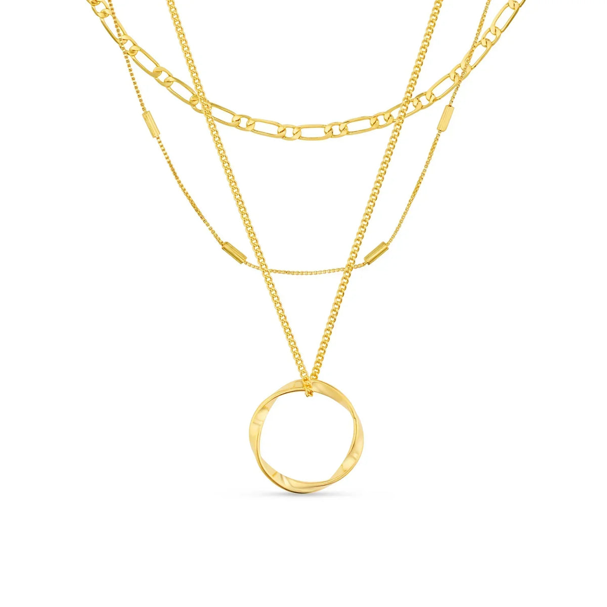 Cordelia | Gold Open Circle Three Row Necklace