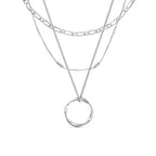 Open Circle Three-Row Necklace | White Gold