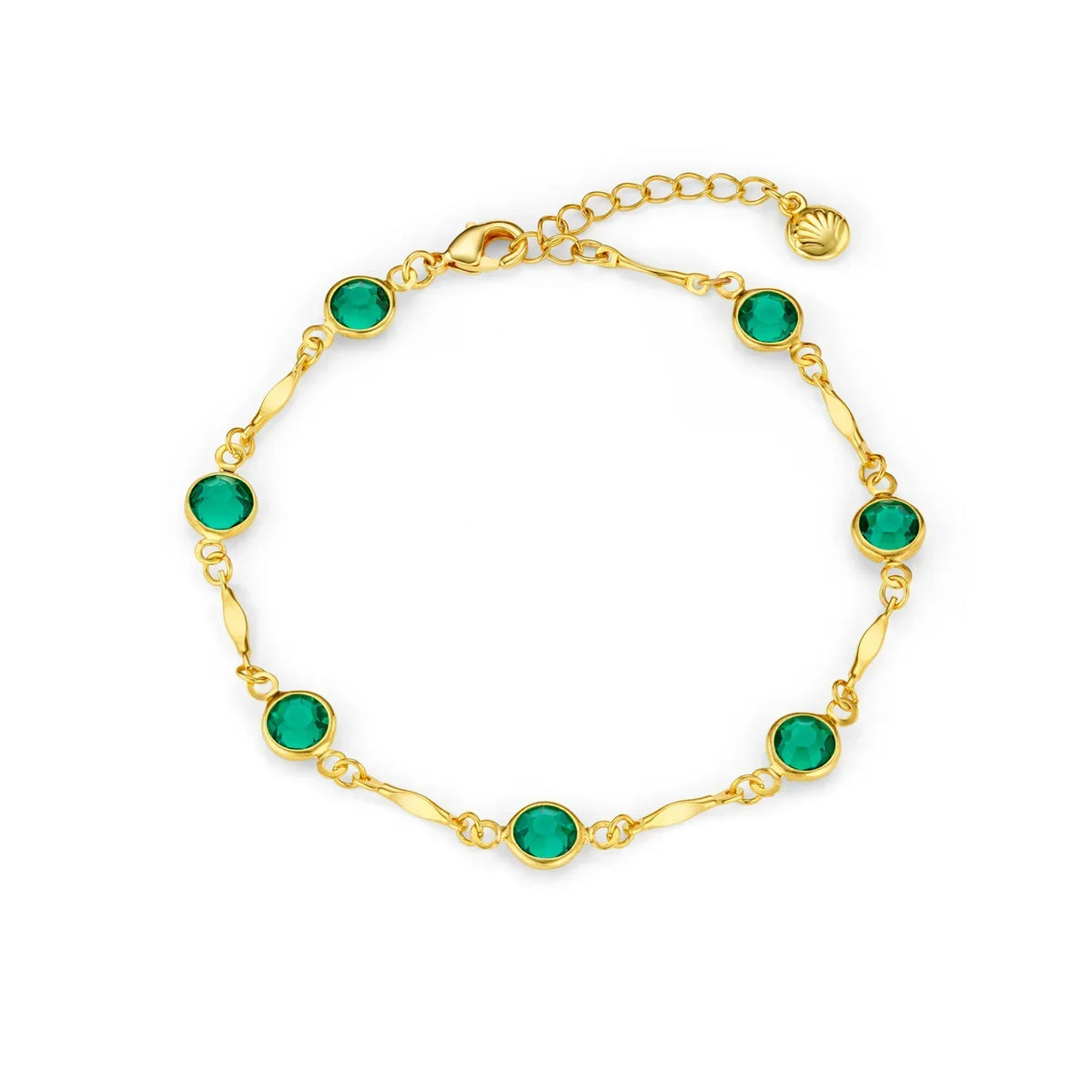 Faustine | Gold Emerald Link Bracelet