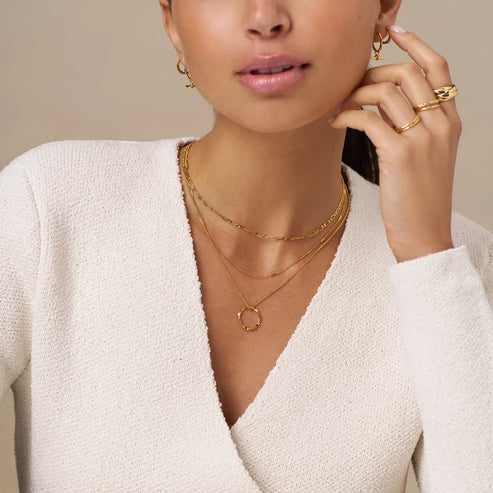 Maya | Open Circle Three Row Necklace