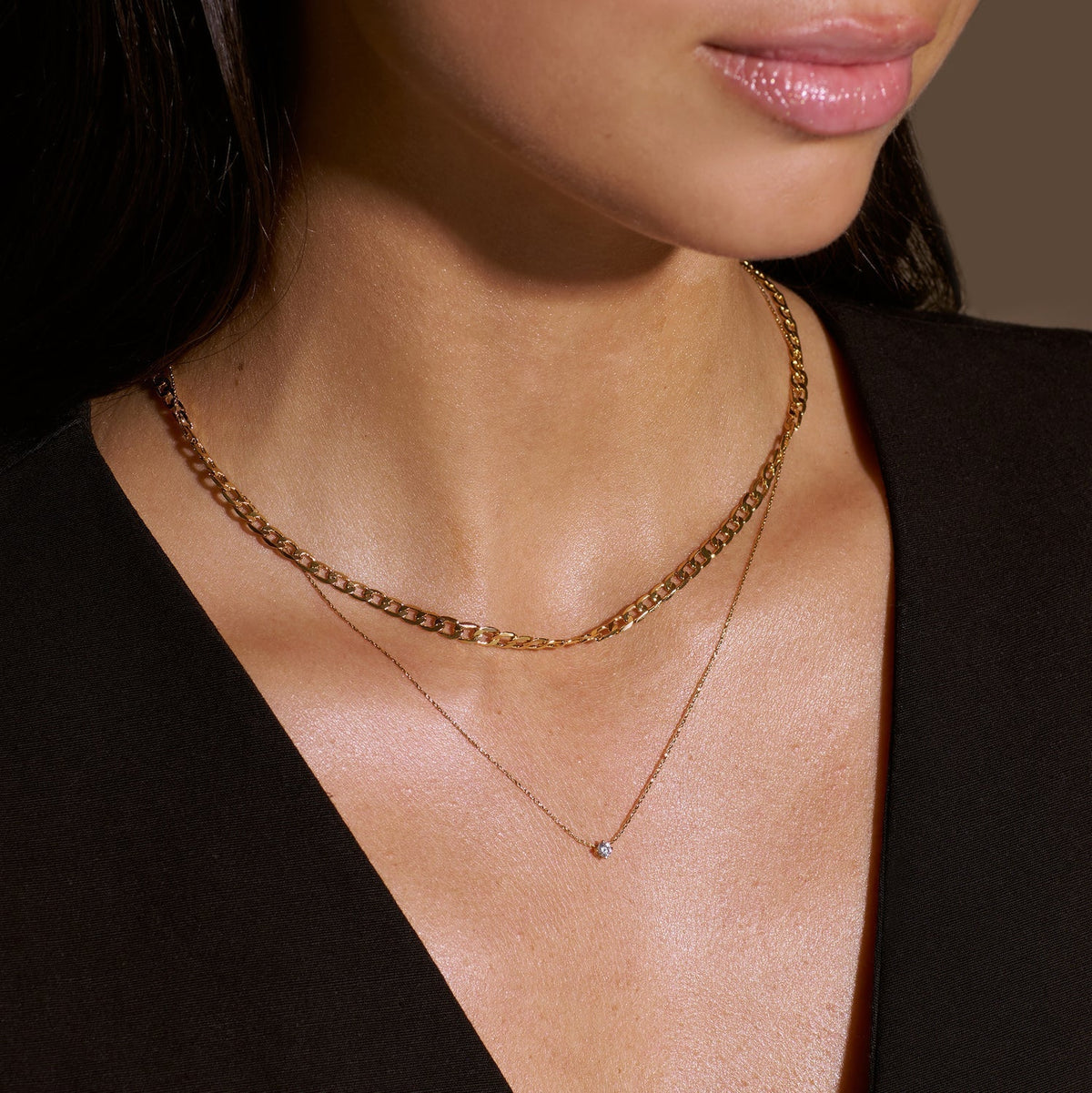 Araminta | Gold Flat Link Curb Chain Necklace