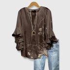 Seraphina | Elegant Ruffle Sleeve Floral Blouse
