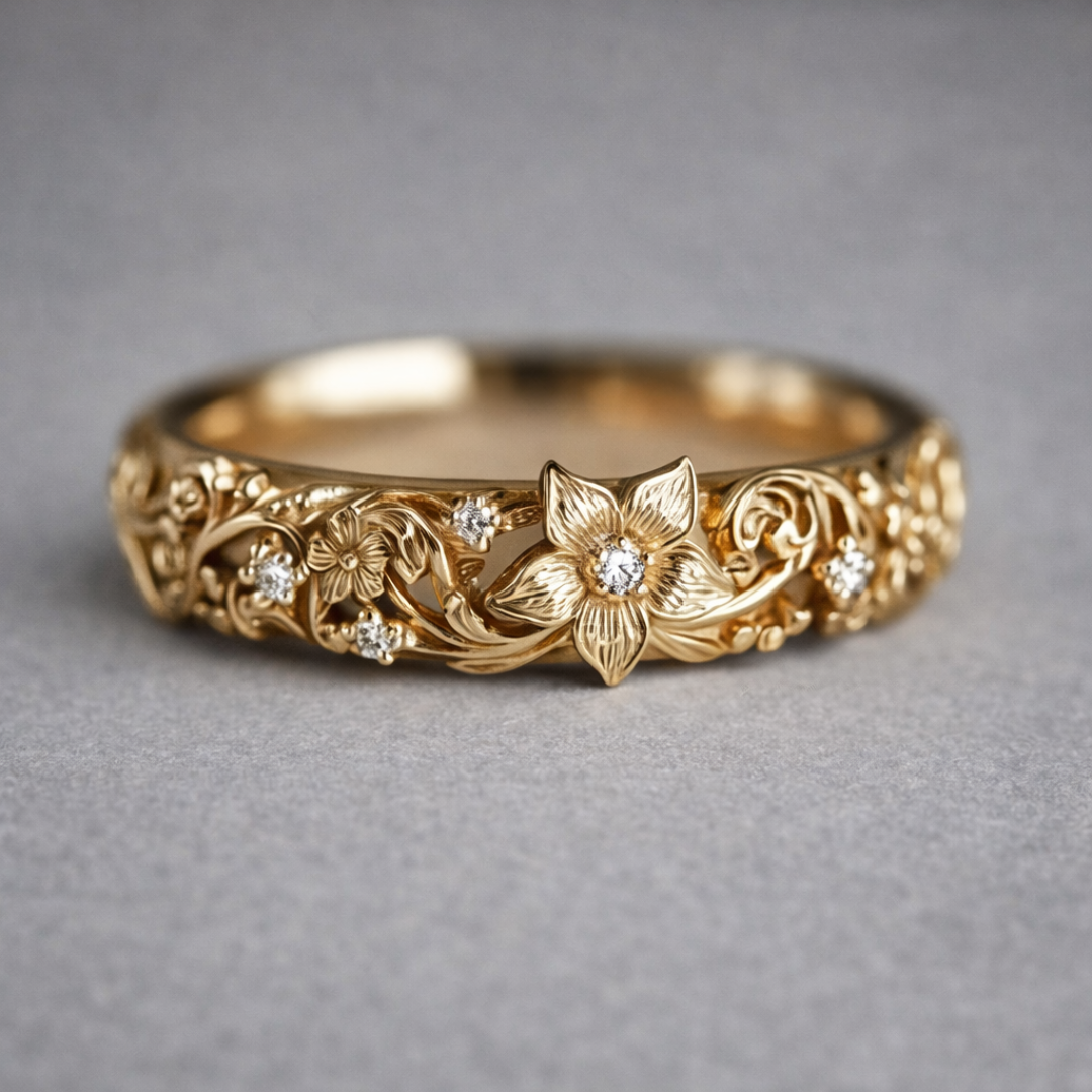 Golden Blossom Ring | Floral Charm