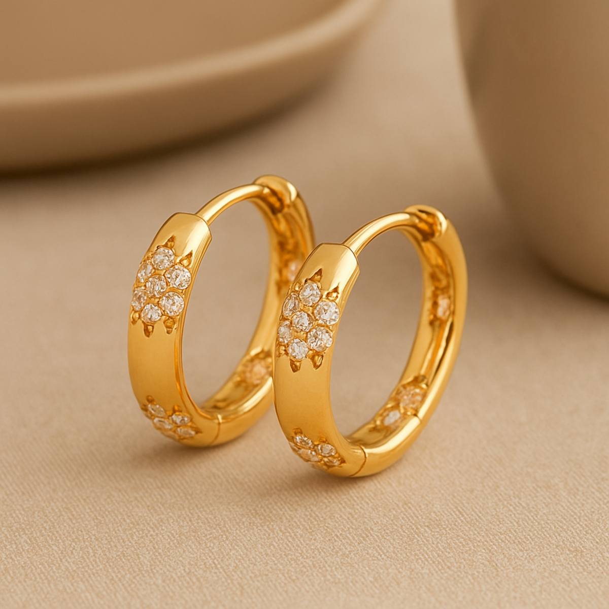 Golden Flower Hoops