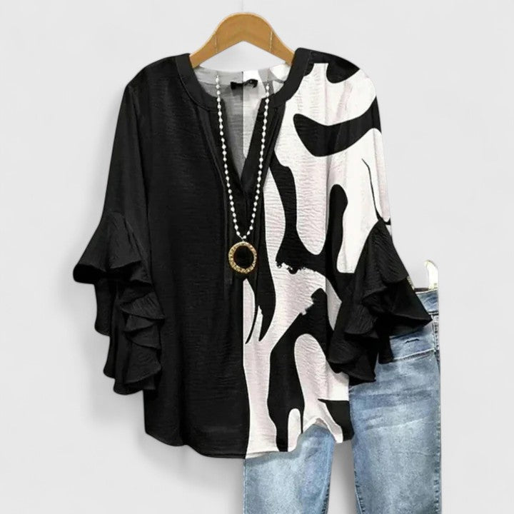 Seraphina | Elegant Ruffle Sleeve Floral Blouse